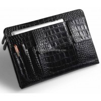 Crocodile Pattern Leather Portfolio Case Fashion Travel Document Accessory Business Conference File Folder Laptop Hand Bag